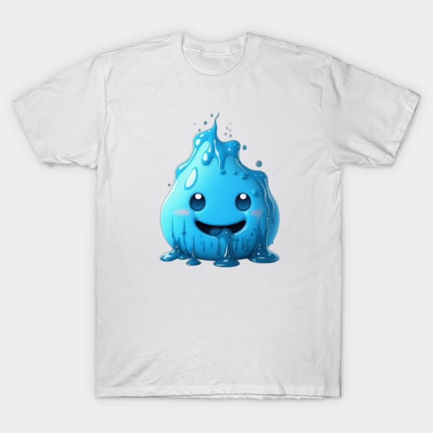 Blue Happy Cute Slime T-Shirt by QUENSLEY SHOP